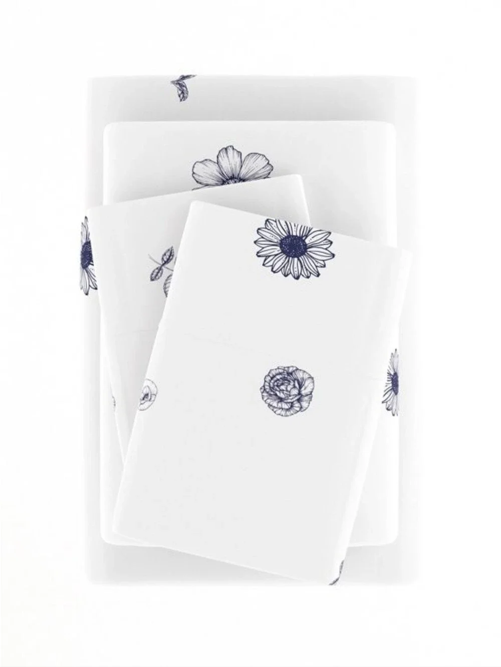 Home Collections Premium Ultra Soft Indigo Flowers Cal King  Sheet Set